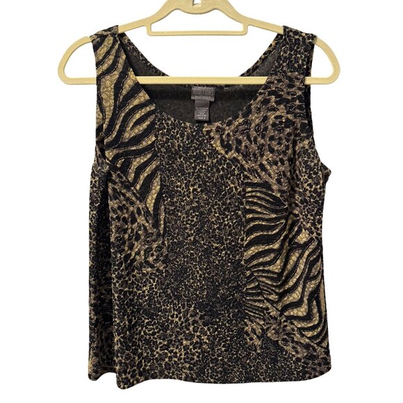 Chicos Additions Leopard & Zebra Print Sleeveless Tank Top Size L Polyester/Span - Picture 1 of 11